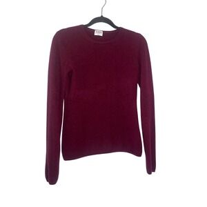 Barrow & Grove Womens Burgundy‎ 100% Cashmere Crewneck Sweater Medium Preppy